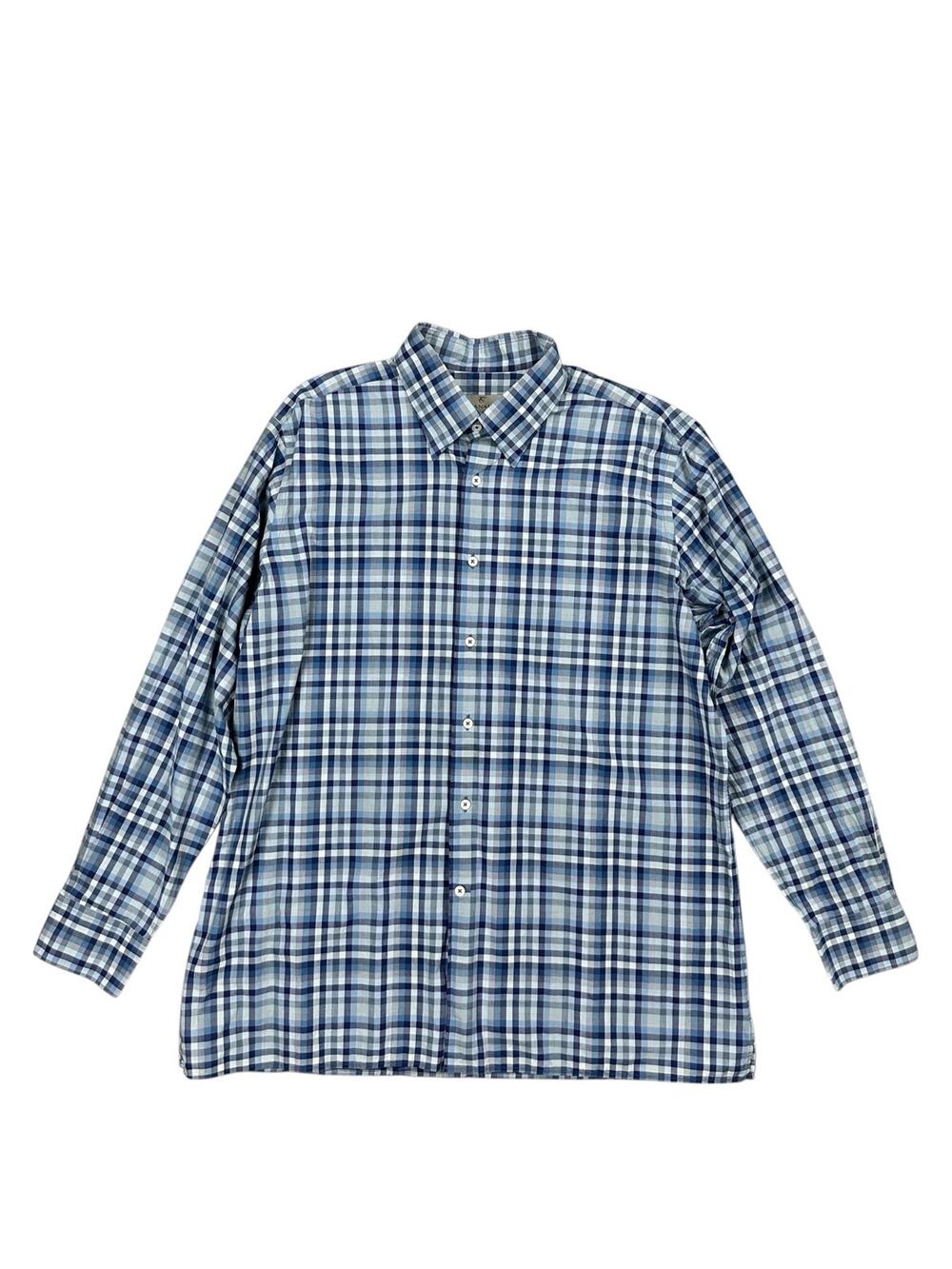 Canali Made in Italy Gingham Checkered Long Sleeve Button Down— Size 2XL